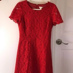 Red J. Crew Lace Dress Size 4